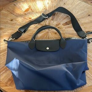 Stylish Navy Tote with Black Handles